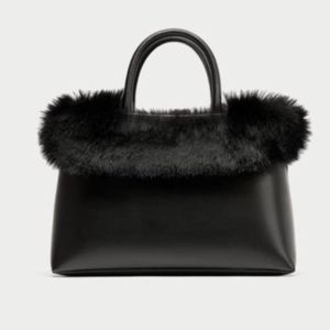 NEW ZARA 3 IN 1 CITY BAG BLACK, REMOVABLE FAUX FUR